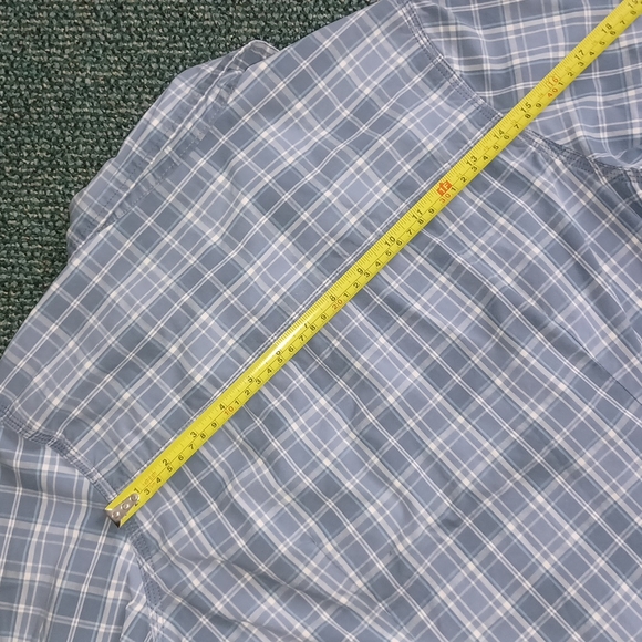 Carhartt Plaid Button-down 3/4 sleeves Women's size S 4/6 Blue Gray White summer - Picture 14 of 17